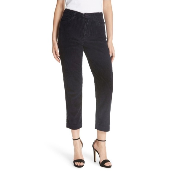 GRLFRND Helena Straight Leg Cropped Corduroy Pant in Midnight Train, Size 27 - Picture 3 of 13